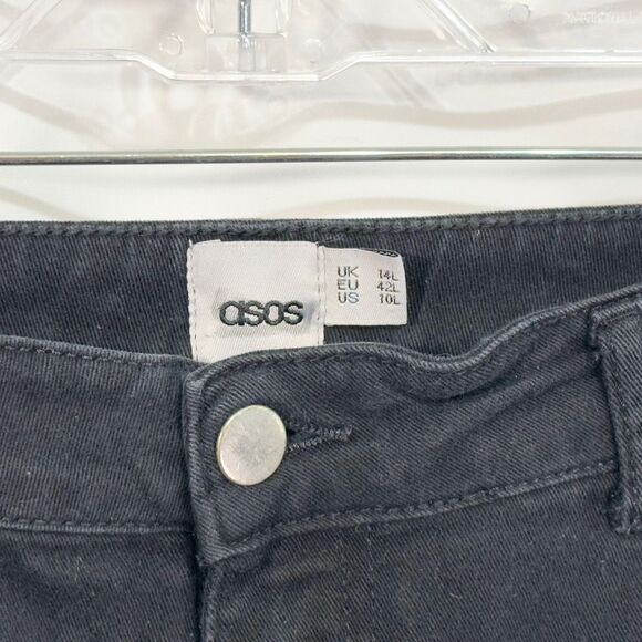 ASOS Size 10 Jeans‎ Black Skinny High Rise Long Pockets Denim Womens 669 - Picture 7 of 8